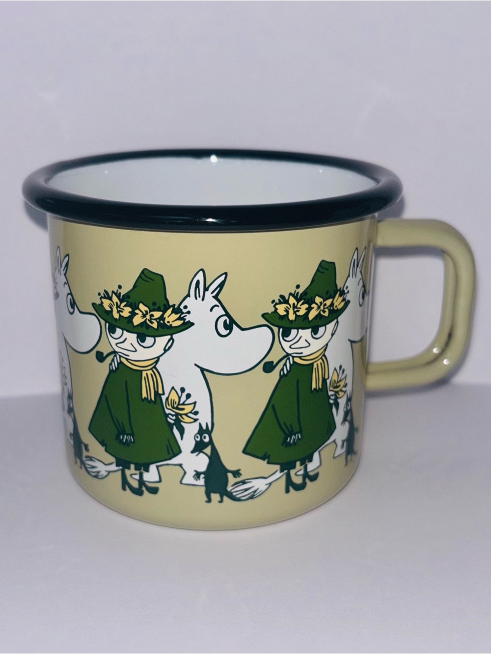 Moomin & Friends Snufkin Enamel Mug Muurla Finland Hippo Finnish Storybook